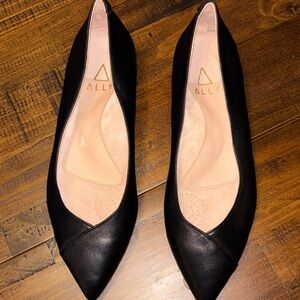 Ally Black Leather Flats